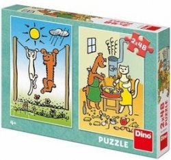 Puzzle Pejsek a kočička 2x48 dílků