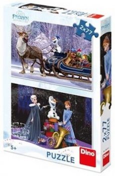 Puzzle FROZEN Ledové království Vánoce s Olafem 2x77 dílků