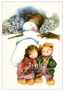 Pohlednice - Květuška, chlapec, sněhulák