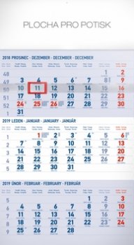 Nástěnný kalendář 3 měsíční standard mod