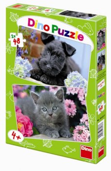 Pejsek a Kočička - puzzle 2 motivy v bal