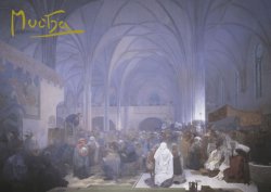 Pohled Alfons Mucha  – Kázání mistra Jana Husa, krátký (Slovanská epopej)