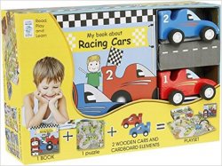 My Little Book about Racing Cars (Book, Wooden Toy & 16-piece Puzzle)