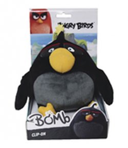 Angry Birds: Bomb - 14cm plyšová hračka s nylon přívěskem 