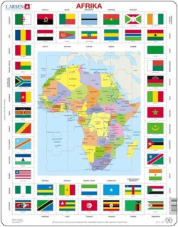 Puzzle MAXI - Mapa Afriky + vlajky/70 dílků