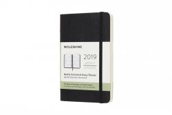 Moleskine: Horizontální týdenní diář 2019 měkký černý S