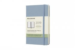 Moleskine: Plánovací zápisník 2019 tvrdý světle modrý S