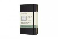 Moleskine: Vertikální týdenní diář 2019 tvrdý černý S