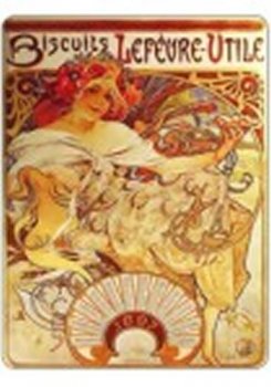 Cedule Alfons Mucha – Biscuits Champagne Lefevre, 15 x 21 cm