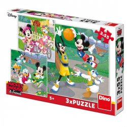Puzzle 3x55 Mickey a Minnie sportovci