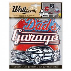 Wall decor Retro Dads Garage - samolepící svítící dekorace 18x23 cm