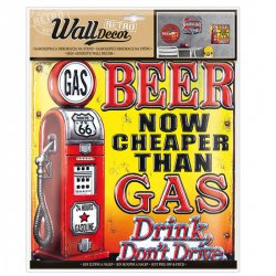 Wall decor Retro BEER nad GAS - samolepící dekorace 30,5x38 cm