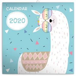 Poznámkový kalendář Šťastné lamy 2020, 30 × 30 cm