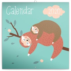 Poznámkový kalendář Šťastní lenochodi 2020, 30 × 30 cm