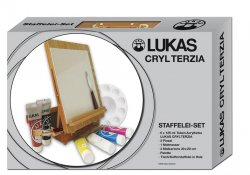 LUKAS akrylové barvy TERZIA základní sada 6 x 125 ml + 3 x štětec, 1 x paleta, 1 x špachtle,1 x stojan, 3 x karton