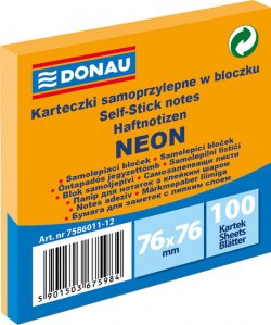 Samolepicí bloček 76 x 76 mm - neonově oranžový 100 listů