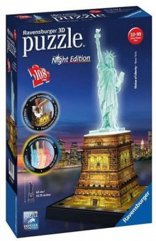 Puzzle noční edice 3D - Socha Svobody 108 dílků