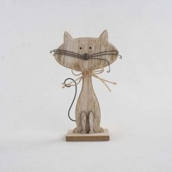Dřevěná kočka - natur 15 cm