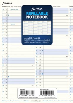 FILOFAX Náplň Notebook A5 kalendář 2020 - roční přehled