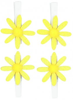 Kolíčky 5 cm s kytičkou/žlutá s glitry 4ks