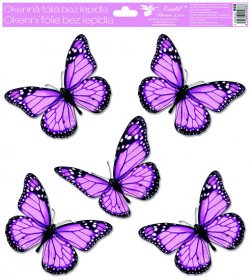 Okenní fólie 33 x 30 cm/motýli s glitry  