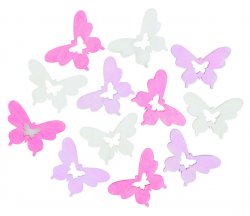 Dřevění motýli 4 cm/růžovofialový mix 12 ks   