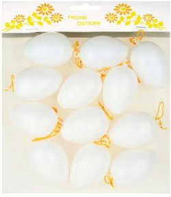 Vajíčka 6 cm plastová na zavěšení/bílá 12 ks  