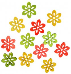 Dřevěné květy 4 cm /žlutozelené 12 ks  