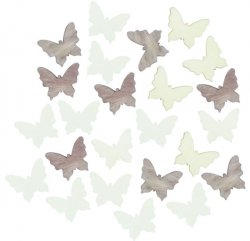 Dřevění motýlci 2 cm/hnědobílý mix 24 ks   