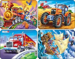 Puzzle MINI - MIX-piráti,traktor,truck,vlak/8 dílků (4 druhy)