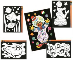 Škrabací obrázky s barevnými ornamenty 15 x 10 cm 