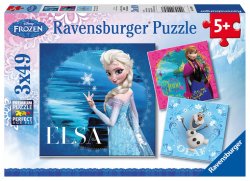 Puzzle Ledové království: Elsa, Anna & Olaf/3x49 dílků