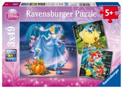 Puzzle Disney Sněhurka, Popelka a Mořská panna/3x49 dílků