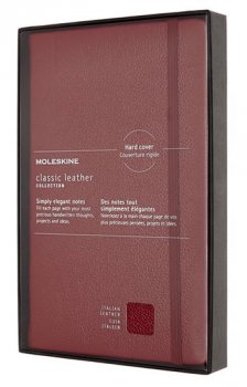 Moleskine: Zápisník kožený tvrdý linkovaný červený L