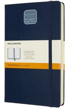 Moleskine: Zápisník Expanded tvrdý linkovaný modrý L