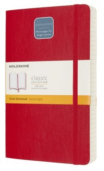 Moleskine: Zápisník Expanded měkký linkovaný červený L