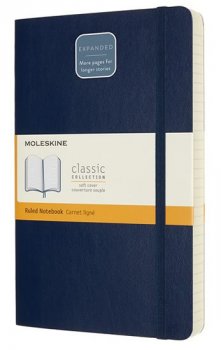 Moleskine: Zápisník Expanded měkký linkovaný modrý L