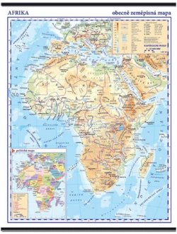 Afrika - školní nástěnná obecně zeměpisná mapa , 1:10 mil./96x136 cm