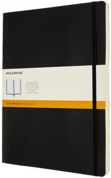 Moleskine: Zápisník měkký linkovaný černý XXL