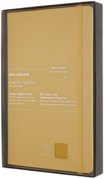 Moleskine: Zápisník kožený tvrdý linkovaný žlutý L