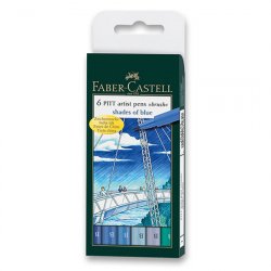 Faber - Castell Popisovač Pitt Artist Pen Shades of blue 6 ks 