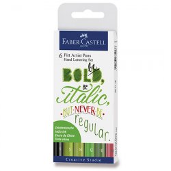 Faber - Castell Popisovač Pitt Artist Pen Handlettering - zelená sada 6 ks 