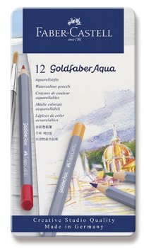 Faber - Castell Pastelky Goldfaber Aqua - plechová krabička 12 ks