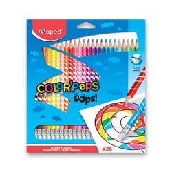 Maped Bezdřevé pastelky Color´Peps Oops s gumou 24 ks