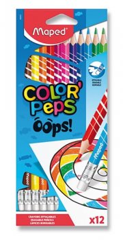 Maped Bezdřevé pastelky Color´Peps Oops s gumou 12 ks