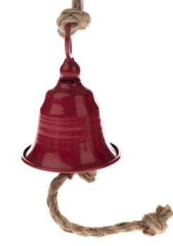 Závěsný kovový zvonek - červený 28 cm