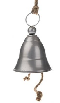 Závěsný kovový zvonek - stříbrný 28 cm