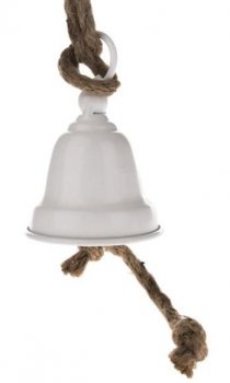 Závěsný kovový zvonek - bílý 28 cm