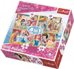 Puzzle: Disney princezny: Veselé krásky 4v1 (35,48,54,70 dílků)