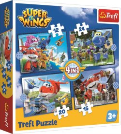 Puzzle: Super Wings: Úžasný tým 4v1 (12,15,20,24 dílků)